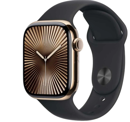 Apple Watch Series 10 42mm Gold Titanium Case w/ Link Bracelet A3003 GPS Cellular watch