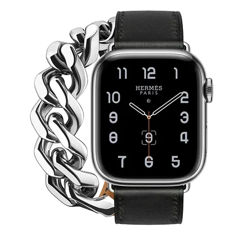 Apple Watch Series 8 Hermes 41mm Space Black Stainless Steel Case with Leather Single Tour A2772 GPS Cellular watch
