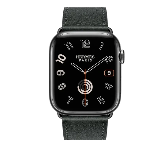 Apple Watch Series 8 Hermes 45mm Space Black Stainless Steel Case with H Diagonal Single Tour A2774 GPS Cellular watch