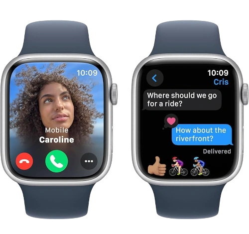 Apple Watch Series 9 45mm Silver Aluminum Case with Apple OEM Band A2980 GPS Only watch